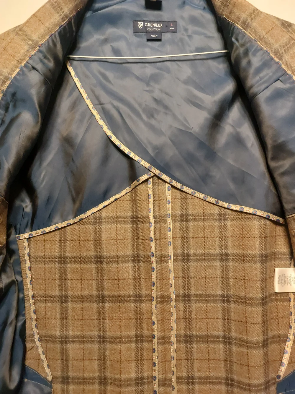 Daniel Cremieux Tan Plaid Sport Coat with Brown Elbow Patches